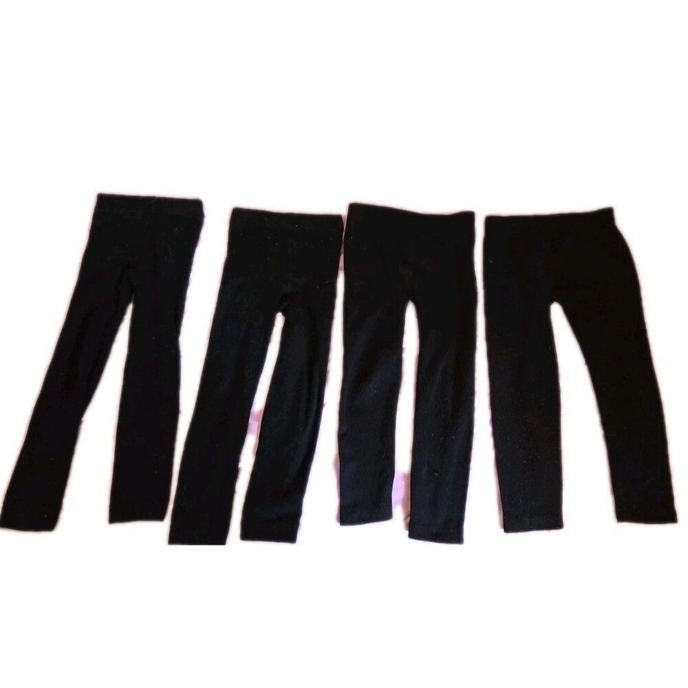 Lot Of 4 Black Footless Tights Girls Size 5/6 Great For Cold School Days! 4 Pair